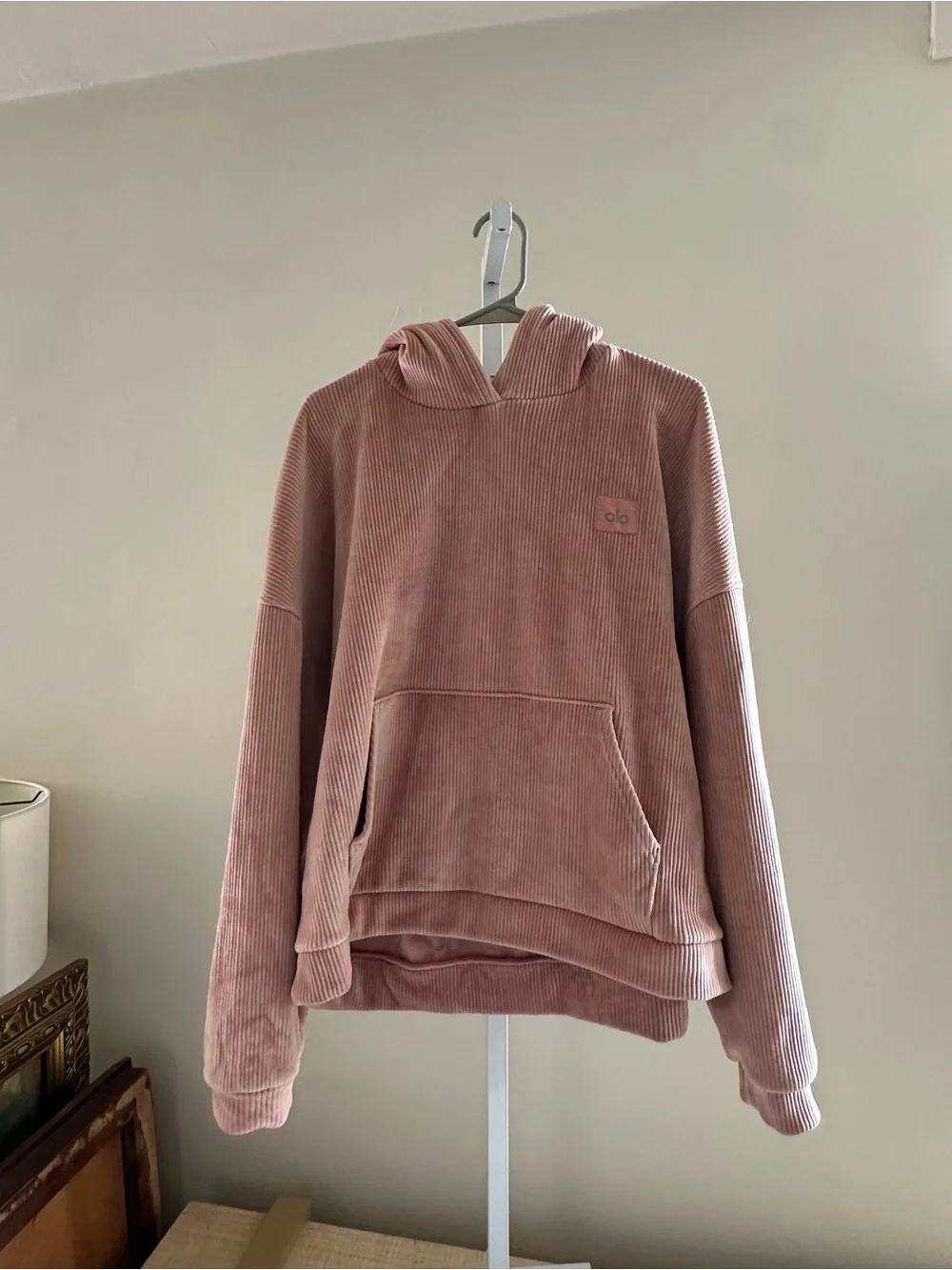ALO Yoga Pink Corduroy Hoodie Sweater